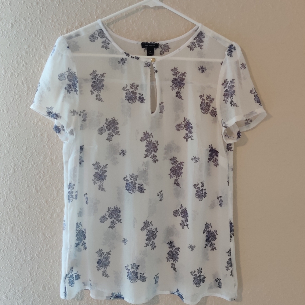 **3/$15** Ann Taylor Sheer Flower Keyhole Blouse